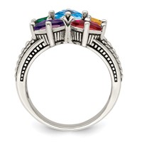 Sterling Silver Antiqued Ring with 14K 5-stone Mother's view 3