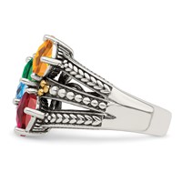 Sterling Silver Antiqued Ring with 14K 5-stone Mother's view 4