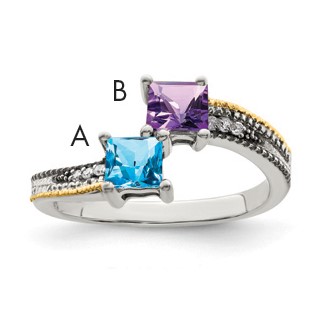 Mother's Ring in Sterling Silver with Gold Accents available in 2 to 5 Stones