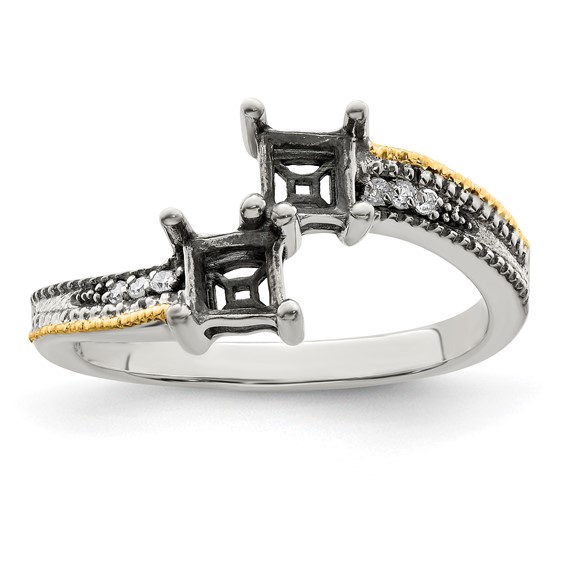 Sterling Silver & 14k Birthstone and Diamond Mother's Semi-Mount Ring       