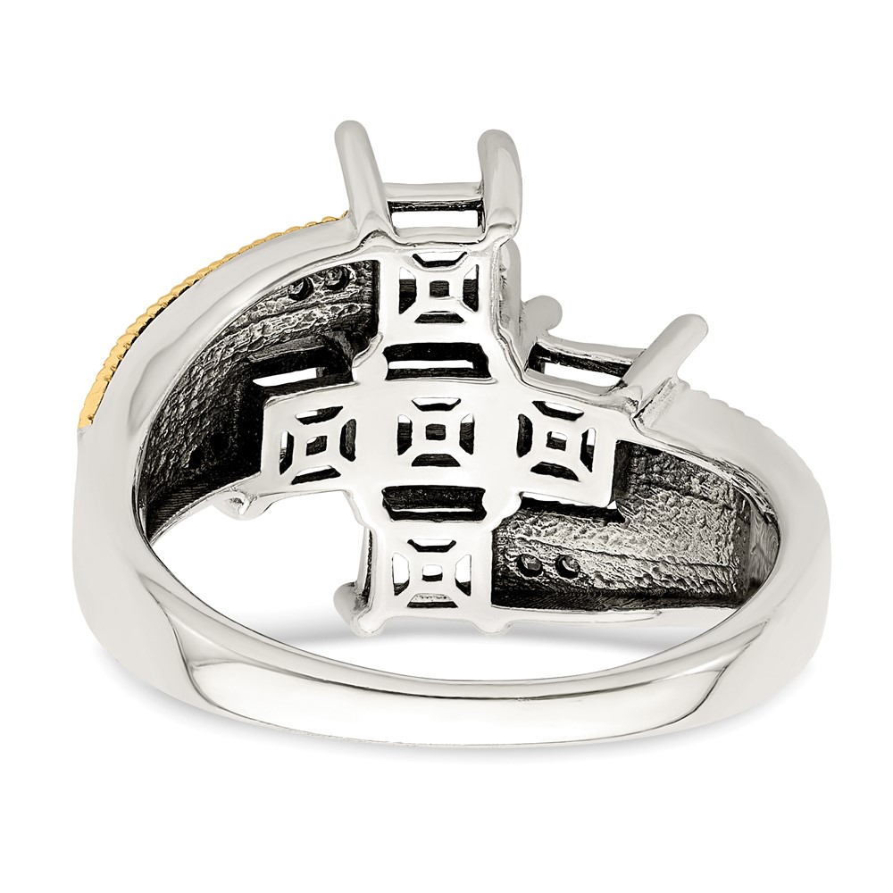 Sterling Silver Antiqued w/14k 5-stone w/Diamond Mother's Semi-Mount Ring (QMR12/5-5)