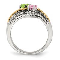 Sterling Silver Antiqued Ring with 14K 2-stone Mother's view 3
