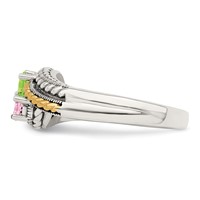Sterling Silver Antiqued Ring with 14K 2-stone Mother's view 4