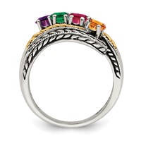 Sterling Silver Antiqued Ring with 14K 4-stone Mother's view 3