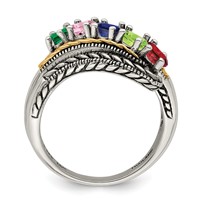 Sterling Silver Antiqued Ring with 14K 5-stone Mother's view 3