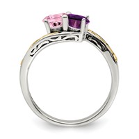 Sterling Silver Antiqued Ring with 14K 2-stone Mother's view 3