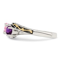 Sterling Silver Antiqued Ring with 14K 2-stone Mother's view 4
