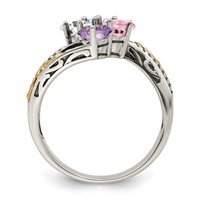 Sterling Silver Antiqued Ring with 14K 4-stone Mother's view 3