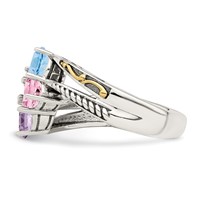 Sterling Silver Antiqued Ring with 14K 4-stone Mother's view 4