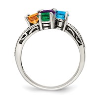 Sterling Silver Antiqued Ring with 14K 5-stone Mother's view 3
