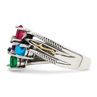 Sterling Silver Antiqued Ring with 14K 5-stone Mother's view 4
