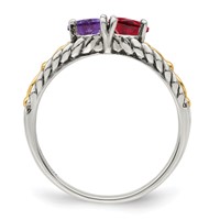 Sterling Silver Antiqued Ring with 14K 2-stone Mother's view 3