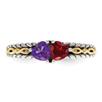 Sterling Silver Antiqued Ring with 14K 2-stone Mother's view 5