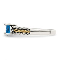 Sterling Silver Antiqued Ring with 14K 3-stone Mother's view 4