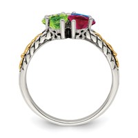 Sterling Silver Antiqued Ring with 14K 4-stone Mother's view 3