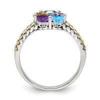 Sterling Silver Antiqued Ring with 14K 5-stone Mother's view 3