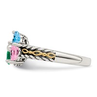 Sterling Silver Antiqued Ring with 14K 5-stone Mother's view 4