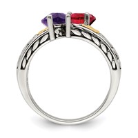 Sterling Silver Antiqued Ring with 14K 2-stone Mother's view 3