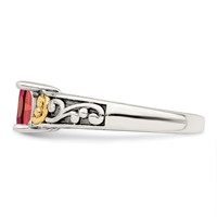 Sterling Silver Antiqued Ring with 14K 2-stone Mother's view 4