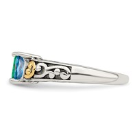 Sterling Silver Antiqued Ring with 14K 3-stone Mother's view 4