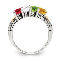 Sterling Silver Antiqued Ring with 14K 4-stone Mother's view 3