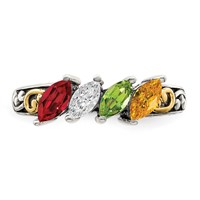 Sterling Silver Antiqued Ring with 14K 4-stone Mother's view 5