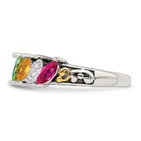 Sterling Silver Antiqued Ring with 14K 5-stone Mother's view 4