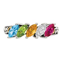 Sterling Silver Antiqued Ring with 14K 5-stone Mother's view 5