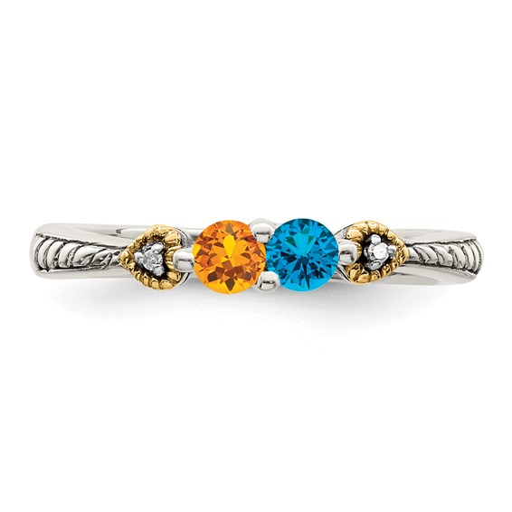 Birthstone and Diamond Mother's Ring Semi-Mount