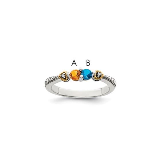Birthstone and Diamond Mother's Ring Semi-Mount