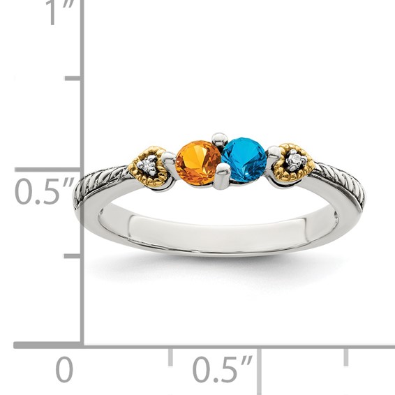 Birthstone and Diamond Mother's Ring Semi-Mount
