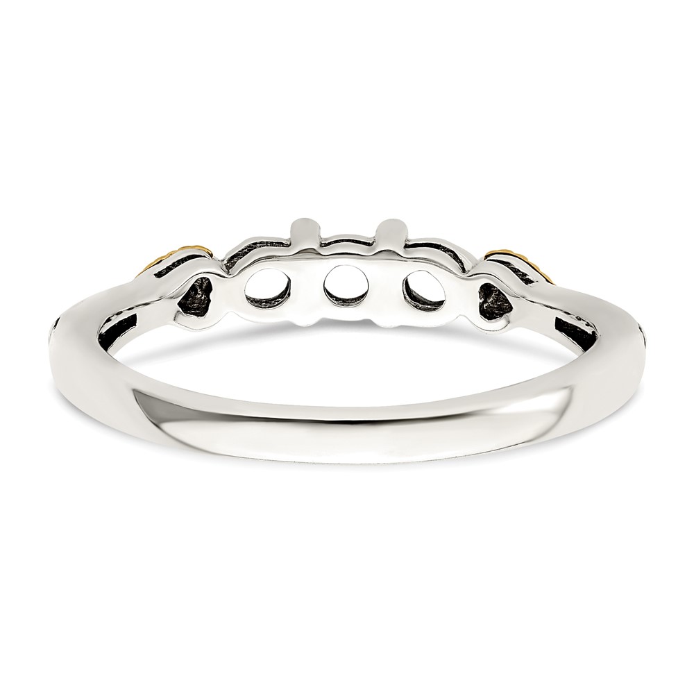 Sterling Silver Antiqued w/14k 3-stone w/Diamond Mother's Semi-Mount Ring (QMR18/3-6)