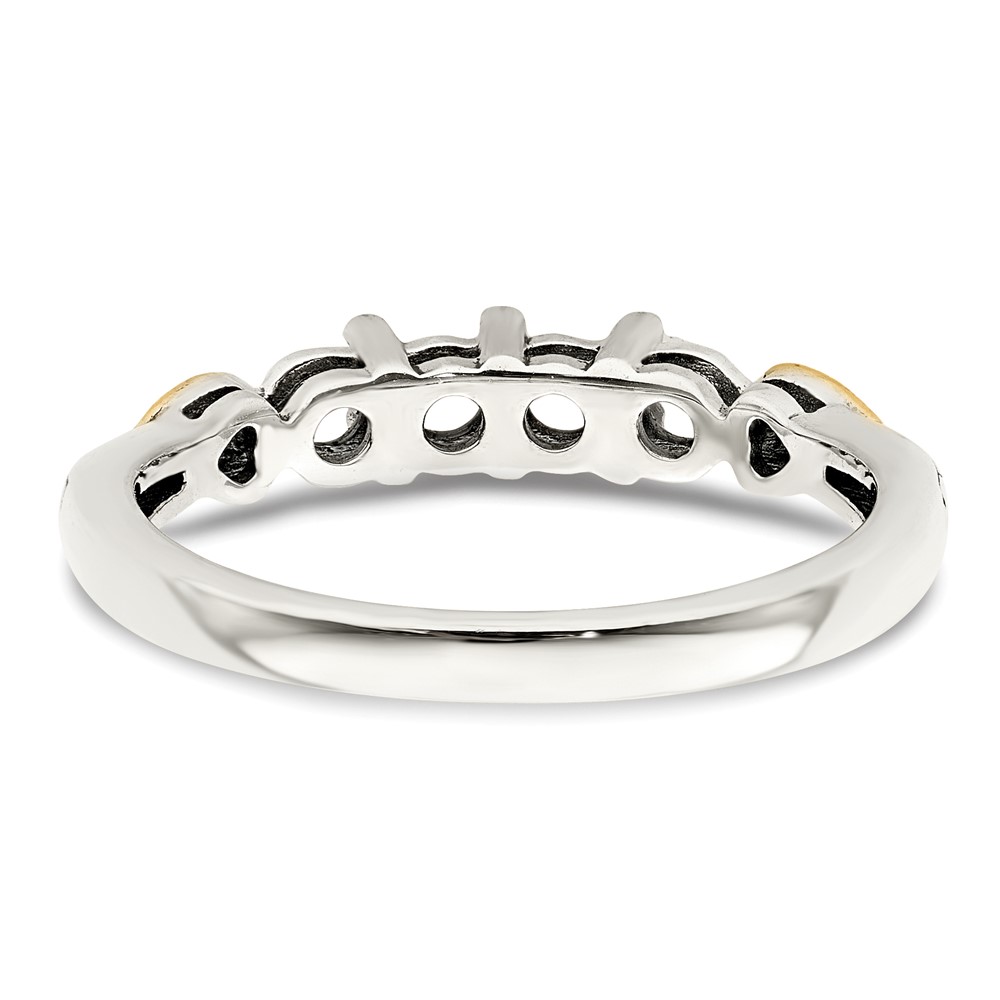 Sterling Silver Antiqued w/14k 4-stone w/Diamond Mother's Semi-Mount Ring (QMR18/4-8)