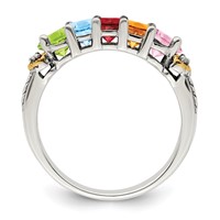 Sterling Silver Antiqued Ring with 14K 5-stone with Diamond Mother's view 3