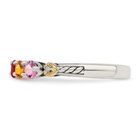 Sterling Silver Antiqued Ring with 14K 5-stone with Diamond Mother's view 4