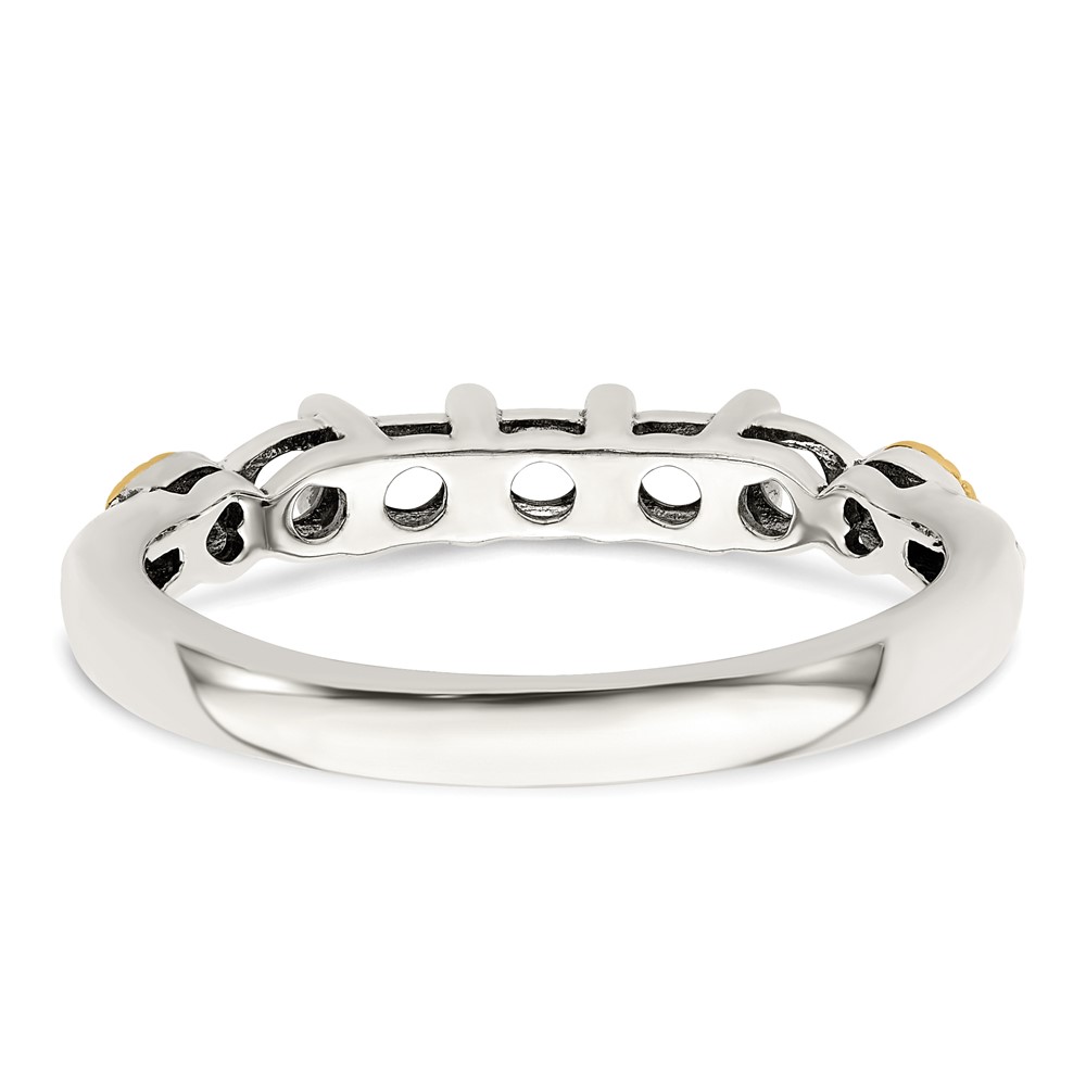Sterling Silver Antiqued w/14k 5-stone w/Diamond Mother's Semi-Mount Ring (QMR18/5-9)