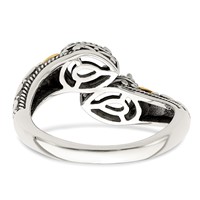 Sterling Silver Antiqued Ring with 14K 2-stone with Diamond Mother's view 5