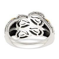 Sterling Silver Antiqued Ring with 14K 4-stone with Diamond Mother's view 5