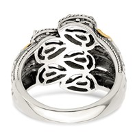 Sterling Silver Antiqued Ring with 14K 5-stone with Diamond Mother's view 5