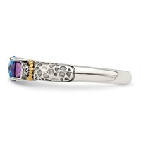 Sterling Silver Antiqued Ring with 14K 2-stone with Diamond Mother's view 4