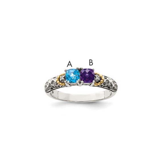 Birthstone and Diamond Mother's Ring