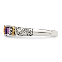 Sterling Silver Antiqued Ring with 14K 3-stone with Diamond Mother's view 4