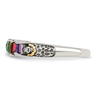 Sterling Silver Antiqued Ring with 14K 4-stone with Diamond Mother's view 4