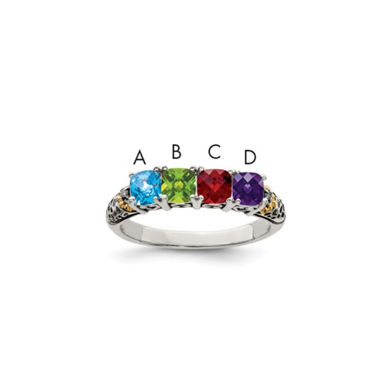 Birthstone and Diamond Mother's Ring Semi-Mount      