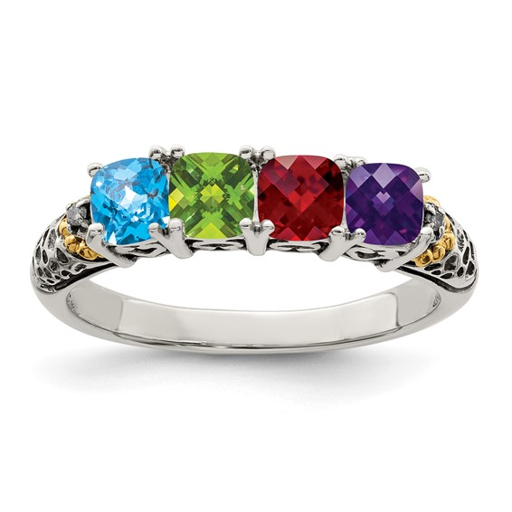 Birthstone and Diamond Mother's Ring Semi-Mount      