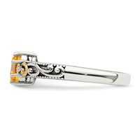 Sterling Silver Antiqued Ring with 14K 2-stone with Diamond Mother's view 4