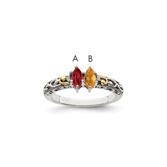 Birthstone and Diamond Mother's Ring Semi-Mount      