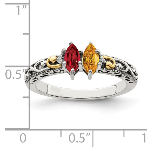 Birthstone and Diamond Mother's Ring Semi-Mount      