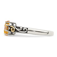 Sterling Silver Antiqued Ring with 14K 3-stone with Diamond Mother's view 4