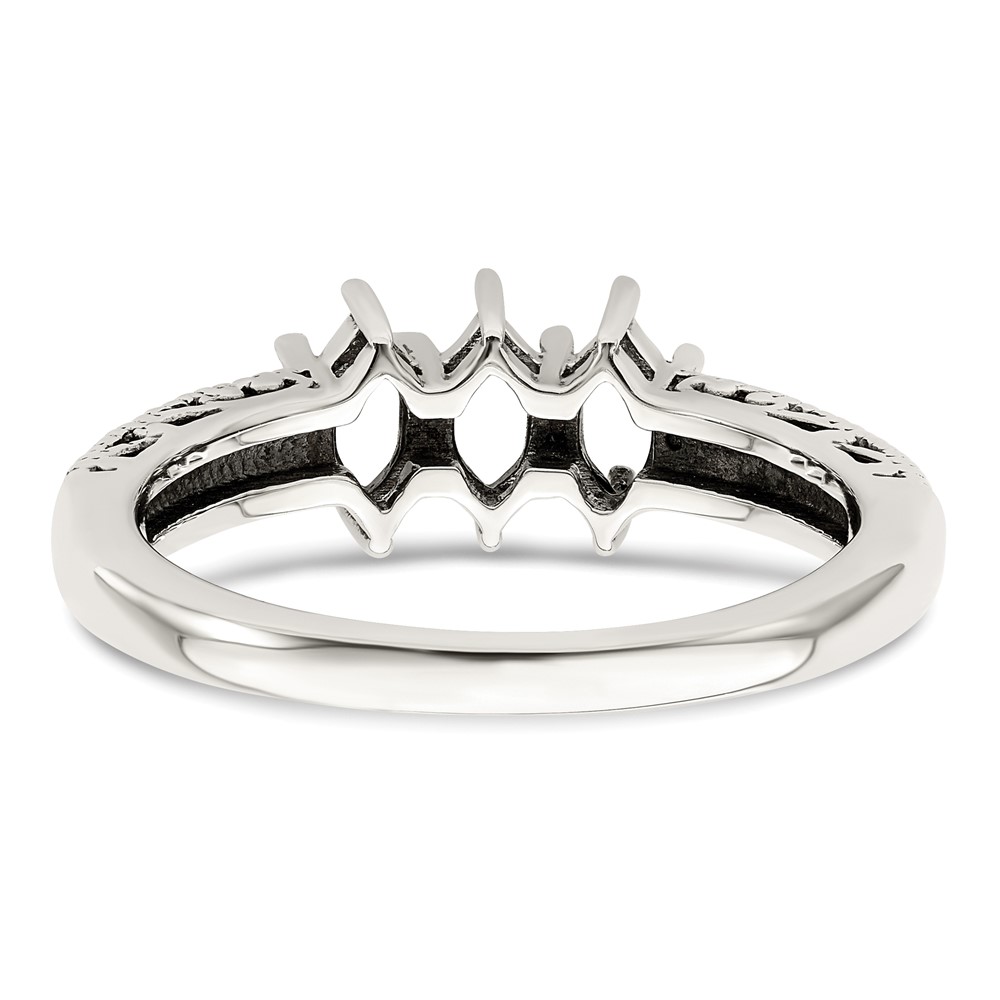 Sterling Silver Antiqued w/14k 3-stone w/Diamond Mother's Ring Semi-Mount (QMR22/3-6)
